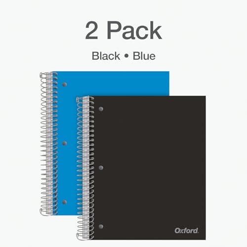 Oxford 3 Subject Spiral Notebook, Notebooks for School, Plastic Covers, Back to School Supplies, College Ruled, 150 Sheets, 2 Pack, Black and Blue (1009293) thumbnail 7