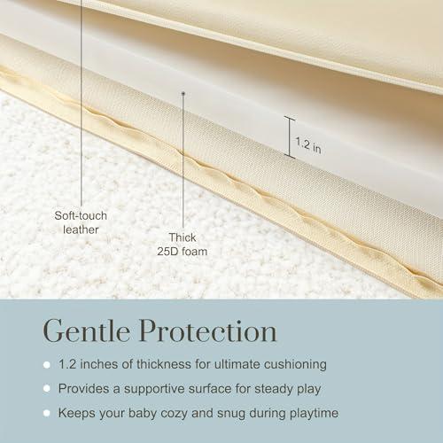 Baby Mat for Floor, Thick Soft Non-Toxic Vegan Leather Baby Play Mat, Waterproof Foam Play Mat, Padded Play Mat for Baby, 50x50 Playpen Mat, Infant Playmat for Baby Girls and Boys, thumbnail 4