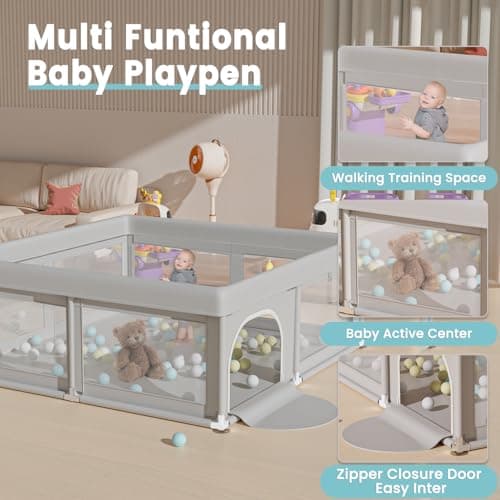 Hiaksedt Baby Playpen 50x50 Inch, Play Pens for Babies and Toddlers Baby Fence Play Yards for Indoor & Outdoor with Breathable Mesh Anti-Fall Playpen thumbnail 4