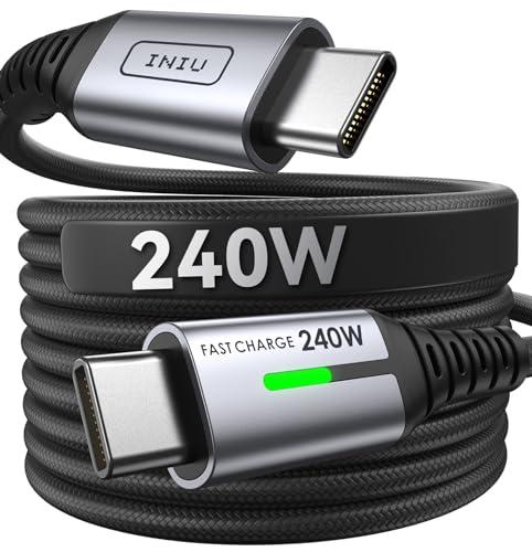 INIU USB C to USB C Cable, 240W Fast Charging Type C Charger Cord, Braided USBC Phone Charger Cable for iPhone 17 16 Pro Max Samsung S25 S24 Laptops MacBook Air 15 M3 iPad Switch [