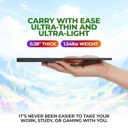 AOC 16T20 Portable Monitor 15.6" FHD 1080p IPS Display, USB-C, Mini HDMI, Built-in Speakers, Travel Monitor with Smart Cover, Compatible with Laptops, MacBook, Gaming Console Ready