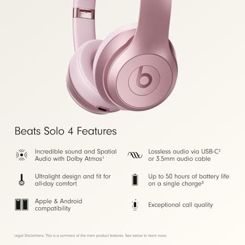 Beats Solo 4 Inalámbricos: Sonido Potente, 50h Batería, Ligeros (Exclusivo Amazon)