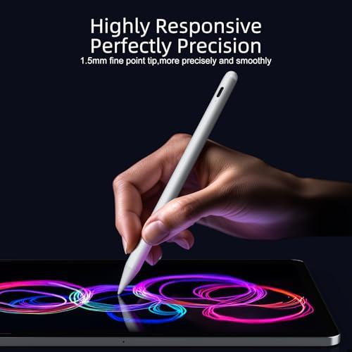 Stylus Pen for iPad 6th-11th Generation-2X Fast Charge Active Pencil Compatible with 2018-2025 Apple iPad Pro 11"/12.9"/M4, iPad Air 3/4/5/M2/M3,iPad mini 5/6 Gen-White thumbnail 2