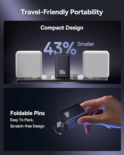 Cargador Rápido Baseus 100W USB-C con 3 Puertos Plegable