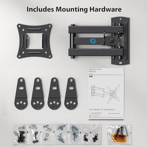 Pipishell Full Motion TV Wall Mount for Echo Show 21/15 and 13-43 Inch Flat Curved Screen TVs & Monitors, Max VESA 200x200mm up to 44lbs, TV Mount Wall Bracket with Rotation Swivel thumbnail 7