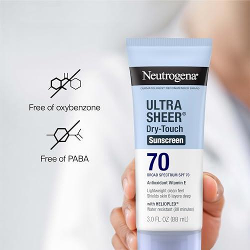 Neutrogena Ultra Sheer Dry-Touch Sunscreen Lotion SPF 70, Broad Spectrum, Water Resistant 80 Min, Oil-Free, Oxybenzone-Free, Non-Comedogenic, Matte Finish, Body Sunscreen, Travel S thumbnail 8