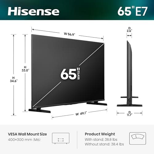 ¡Ofertón! Hisense 65" E7 Cinema Series 4K Hi-QLED Mini-LED Fire TV (2026) - 144Hz, Dolby Vision IQ, Atmos