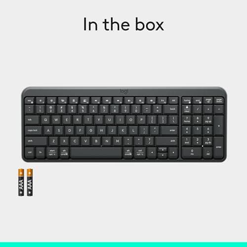 Teclado Inalámbrico Bluetooth Logitech K250 Compacto con Teclado Numérico, Grafito (Como Nuevo)