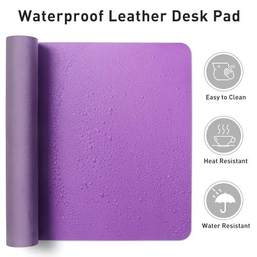 Miniatura de Aothia Leather Desk Pad Protector, Mouse Pad, Office Desk Mat, Non-Slip PU Leather Desk Blotter, Laptop Desk Pad, Waterproof Desk Writing Pad for Office and Home (36" x 17", Iris V 6