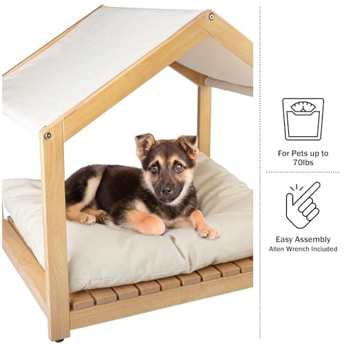 Miniatura de Casa para perro PETMAKER de 30x24 pulgadas con cojín y toldo ajustable 4