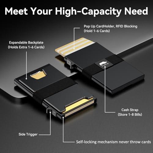 furid Smart Card Wallet for Men Slim: Minimalist Wallet For Men - RFID Blocking Pop Up Front Pocket Wallet, Metal Wallet 11 Card Holder