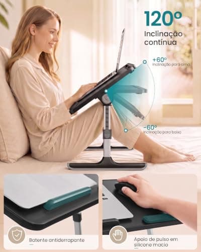 SONGMICS Laptop Bed Desk, Adjustable Lap Desk for Bed with 8 Heights thumbnail 3