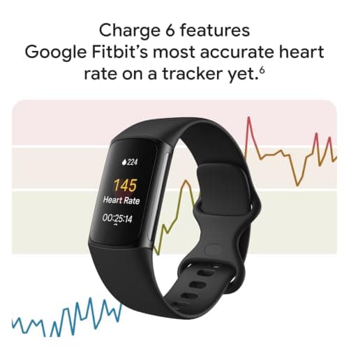 Fitbit Charge 6 Fitness Tracker with Google Apps - Heart Rate on Exercise Equipment - 3-Month Google Health Premium Membership Included - Health Tools - Gold/Coral - Small&Large Ba thumbnail 5