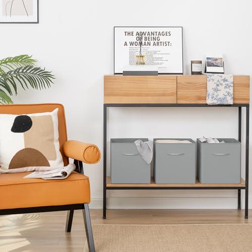 StorageWorks Gray Storage Cubes, 11 Inch Cube Storage Bins with Handle, Cube Storage Organizer Bins for Shelves and Closet, Collapsible Storage Bins, 4-Pack thumbnail 6