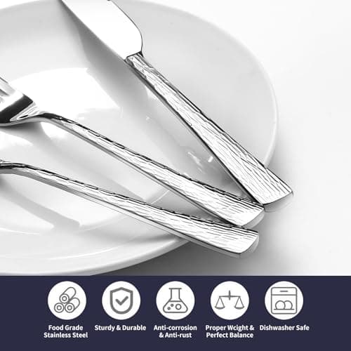 Silverware Set, 20-Piece Heavy-Duty Cutlery Set, 18/10 Stainless Steel Flatware Set for 4,Mirror-Polished Knife Spoons and Forks Set, Dishwasher Safe Utensil Sets,Perfect for House Warming Gifts thumbnail 5