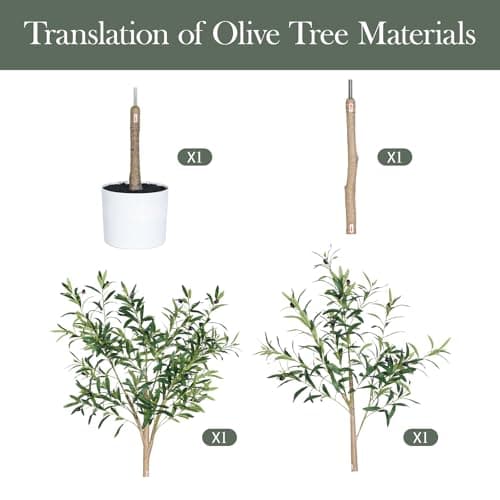 Árbol de Olivo Artificial Sillaff de 6 Pies con Maceta y Frutos Realistas para Interiores