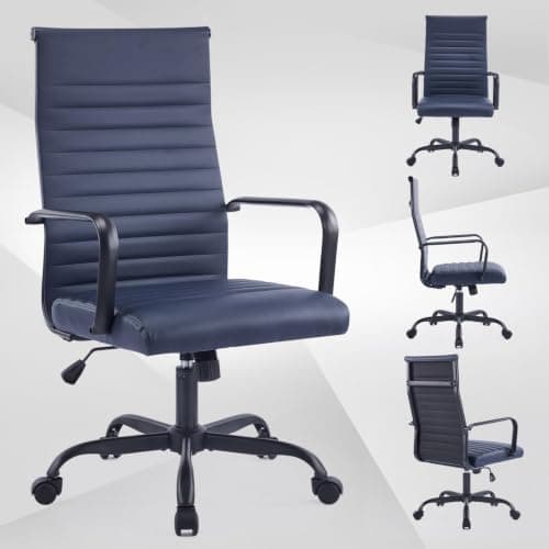 Haranuo Office Chair, Ergonomic Executive Conference Room Chairs, Ribbed Leather Desk Chair with Lumbar Support, Adjustable Height Mid-Back Swivel Chair with Padded Seat thumbnail 7
