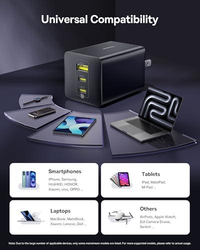 Cargador Rápido Baseus 100W USB-C con 3 Puertos Plegable