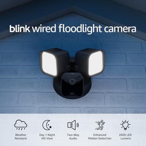 Blink Wired Floodlight Camera - Smart security camera, 2600 lumens, HD live view, enhanced motion detection, built-in siren, Works with Alexa – 1 camera (Black) thumbnail 2