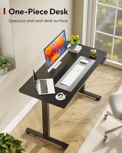 SANODESK Electric Standing Desk 48 x 24 Inches Whole-Piece Desktop Height Adjustable Stand Up Desk w/6-Button Controller Ergonomic Computer Desk for Home Office, Black Frame + Blac thumbnail 7