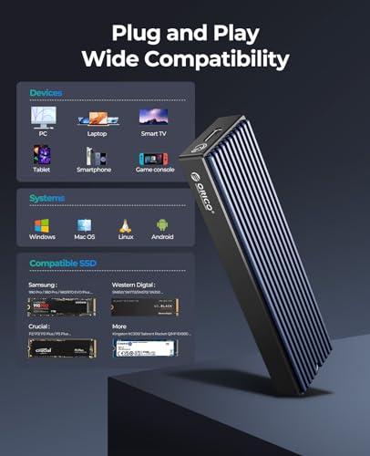 ORICO M.2 NVMe SSD Enclosure, USB 3.1 Gen 2 (10 Gbps) PCIe External Adapter NVMe Case for 2230/2242/2260/2280 M.2 SSD up to 8TB, UASP Supported - M2PV thumbnail 6