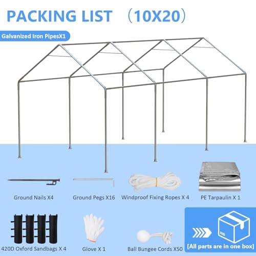 Cochera Portátil Jocoevol 10x20 FT con Ventanas Enrollables y Paneles Removibles