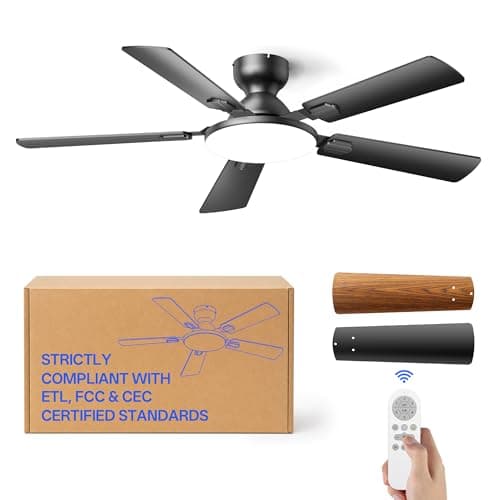 Ventilador de Techo Homelist 52" con Luz LED, Bajo Perfil, Silencioso y Control Remoto