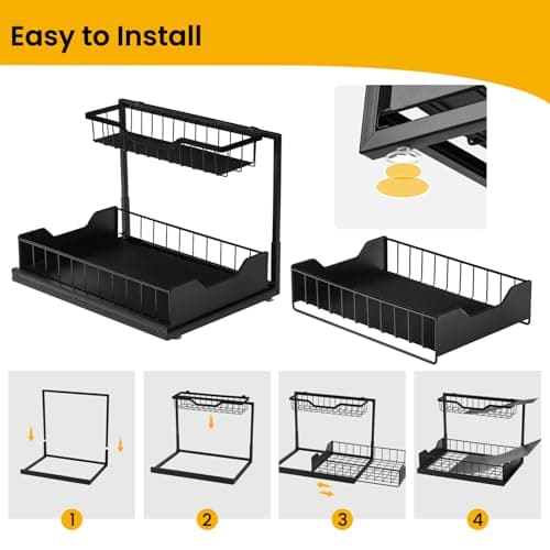 Miniatura de Snuvid 3 Pack: Organizador Metálico Bajo Fregadero de 2 Niveles con Cajón Extraíble 7