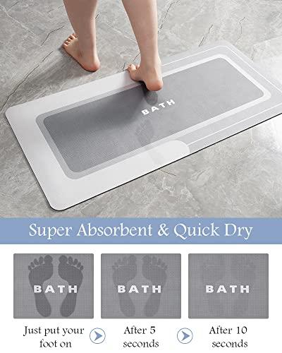 MontVoo-Bath Mat-Bathroom Mat Rug Non Slip Super Absorbent Stain Resistant Quick Dry Thin Bath Rug-Bath Mats for Bathroom Floor Bathtub Vanity-Bathmat Bath Rug Easy Care-17"x27" Gr thumbnail 4