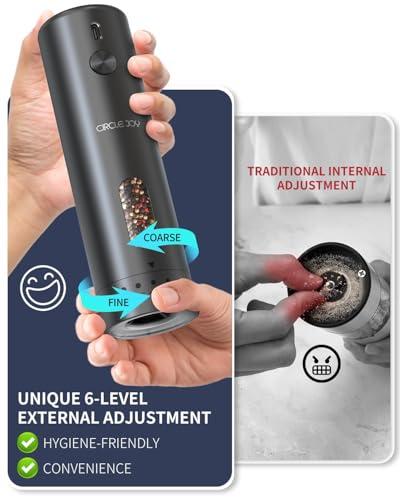 Miniatura de Set Molinillos Eléctricos Recargables Sal y Pimienta CIRCLE JOY con Base y Ajuste Externo 2