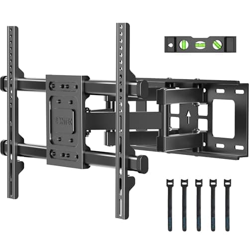 BONTEC Full Motion TV Wall Mount for 37-85 Inch TVs, Hold up to 132lbs, Heavy Duty Swivel Tilt TV Mount, Articulating Dual Arm Wall Mount TV Bracket, Max VESA 600x400mm, Fits 16" W