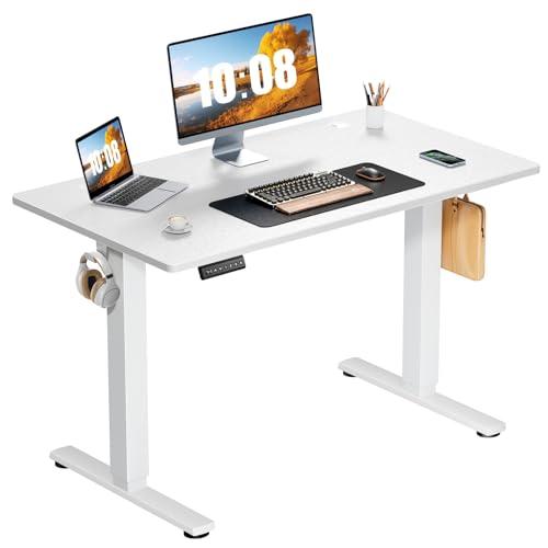 Sweetcrispy Electric Standing Desk Adjustable Height, 40x24 Inch Sit Stand Up Home Office Desks Computer Workstation PC Work Table with 3 Memory Preset Splice Wood Board Metal Fram