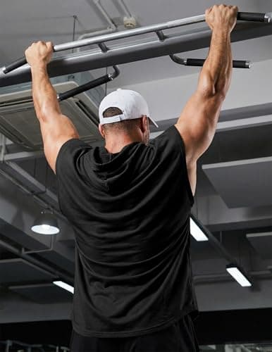 JMIERR Men's Sleeveless Drawstring Hooded Tank Tops Muscle T-Shirt - Casual Spring Summer Fitted Cotton Hoodies Sweatshirts Tee Shirt for Gym Workout Daily Wear, M, Black thumbnail 9
