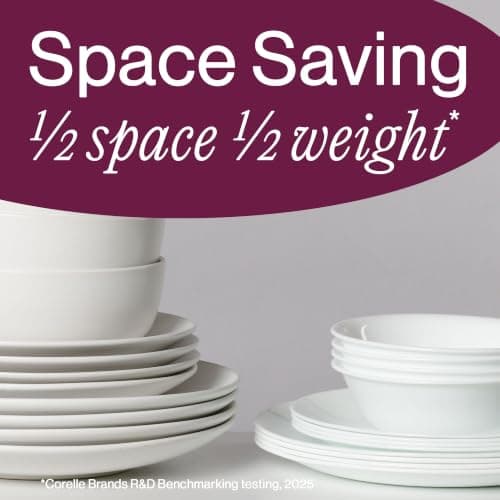 Miniatura de Vajilla Corelle Vitrelle 18 Piezas para 6 Personas - Vidrio de Triple Capa Resistente y Ligero, Blanco Invernal 8