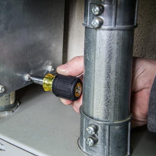 Klein Tools 32561 Multi-Bit Screwdriver/Nut Driver, 6-in-1 Stubby Screwdriver with 2 Phillips, 2 Slotted, 2 Nut Drivers thumbnail 4