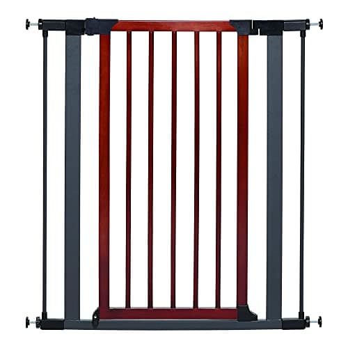 MidWest 39" Walk-Thru Dog Gate, Wooden Door | Steel Frame, Pressure Mounted, Expands 29.5"- 38" Wide, Auto-Close Door, Latch Closure, Includes Two 3" Extensions