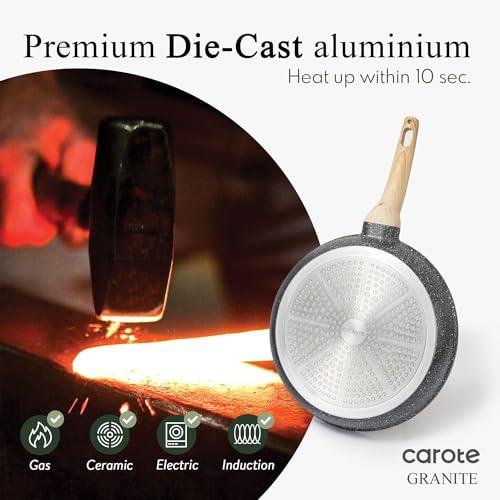 Miniatura de CAROTE Nonstick Frying Pan Skillet,Non Stick Granite Fry Pan Egg Pan Omelet Pans, Stone Cookware Chef's Pan, PFOA Free,Induction Compatible(Classic Granite, 8-Inch) 7