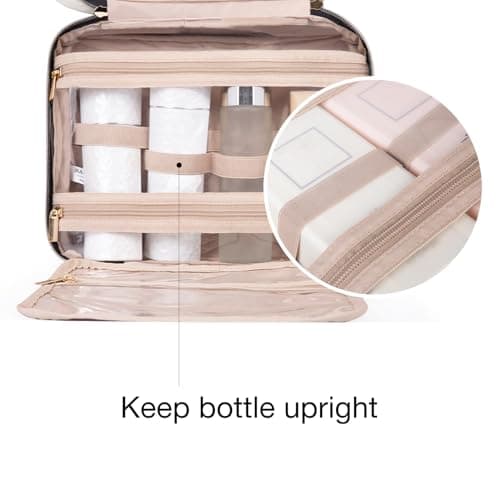BAGSMART Large Toiletry Bag Travel Bag with Hanging Hook, Water-resistant Makeup Cosmetic Bag Travel Organizer for Accessories, Shampoo, Full Sized Container, Toiletries thumbnail 4