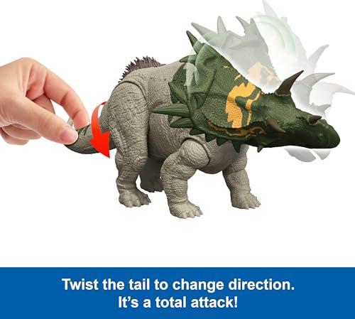 Mattel Jurassic World Rebirth Wild Roar Dinosaur Toy, Spiclypeus Posable Figure, Tail-Controlled Head Butt & Thrash Attack & Sound, Digital Play thumbnail 4