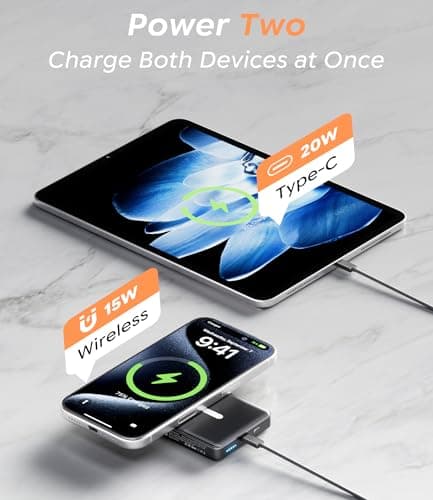 BBD Magsafe Portable Charger,10000mAh Magnetic Power Bank Fast Charging PD 20w with USB C Cable,Slim Magsafe Battery Pack Travel Essential,Wireless Power Bank for iphone 17/16/15/1