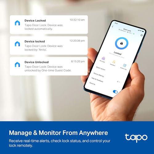 Tapo Smart Wi-Fi Deadbolt Door Lock - Fingerprint Recognition, Keyless Tactile Buttons & in-App Monitoring, Auto-Lock, IP54, BHMA Certified, Compatible with Standard Door Sizes, Ta thumbnail 4
