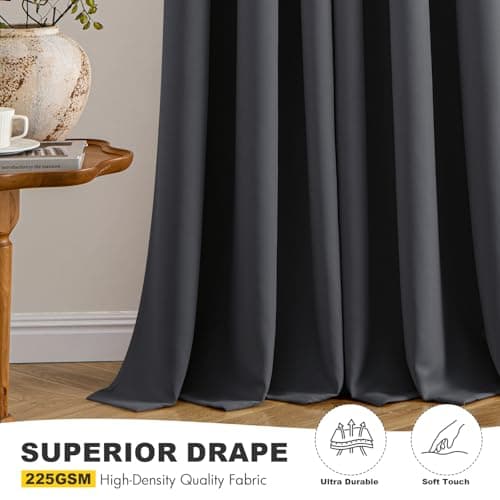 MIULEE Blackout Curtains for Bedroom 2 Panels 40 x 63 Inch Long Dark Grey thumbnail 5