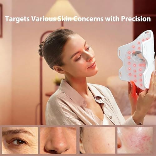 Miniatura de Máscara LED de Terapia de Luz Roja Facial 4 en 1 con NIR, Azul y Roja - Portátil y Recargable 4