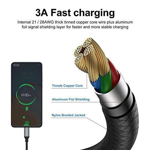 USB Type-C to A Cable 5pack 6ft Braided Fast Charging 3A Quick Charger Cord, 6 Foot Compatible iPhone 17/17 Pro/16e/16/15 Pro Max,Samsung Galaxy S10 S9 S8 Plus, Note 10 9 8, LG V50 thumbnail 4