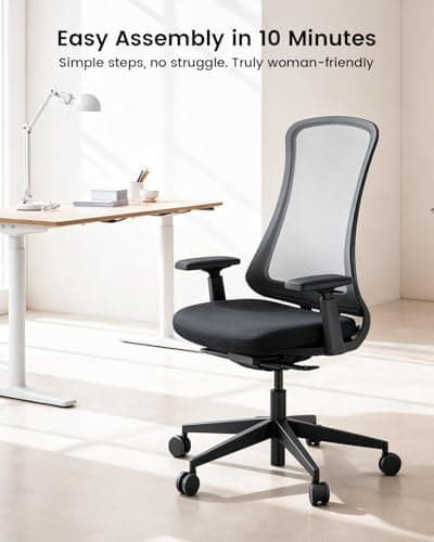 ProtoArc Ergonomic Office Chair – Flexer Mesh Couputer Chair for Women, Foam Sliding Seat, 125° Recline, Home Desk Chairs for Small Spaces, Stylish & Comfortable – Black thumbnail 7
