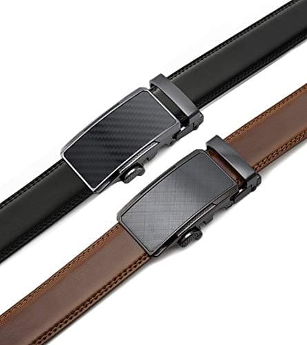 Miniatura de CHAOREN Leather Ratchet Belt Men 2 Pack - Adjustable Fit Dress Belt 4
