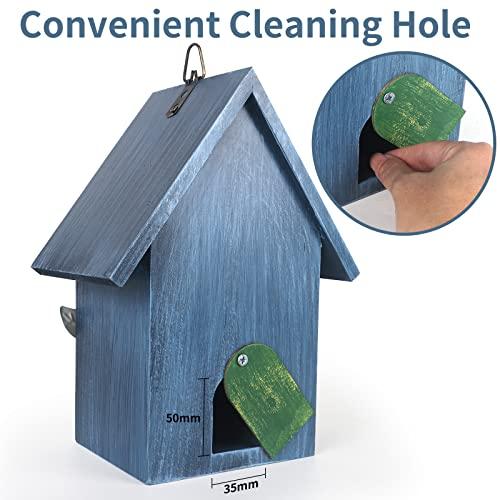 Birdhouse,Nesting Boxes for Birds, Rustic Wooden Flower Nesting Box for Birds for Outdoors, Hanging Bridal House for Garden Decoration, Blue