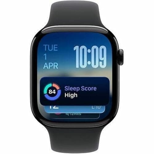 Apple Watch Series 11 [GPS 42mm] Smartwatch with Jet Black Aluminum Case with Black Sport Band - S/M. Sleep Score, Fitness Tracker, Health Monitoring, Always-On Display, Water Resi