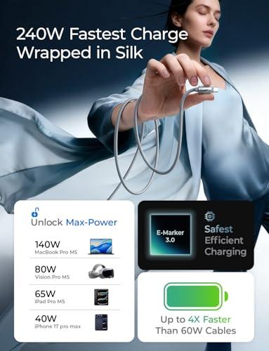 Cable USB C LISEN 240W de 3m para Carga Rápida 'Chubby'