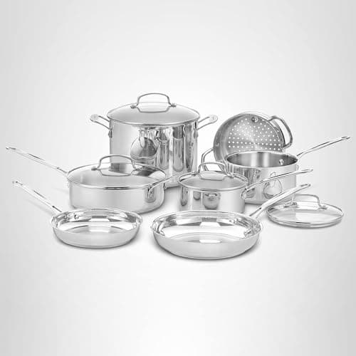 Batería de Cocina Cuisinart Chef's Classic de 11 Piezas, Acero Inoxidable y Compatible con Inducción